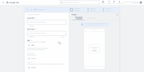 Animation of filling in a new Google Ads campaign